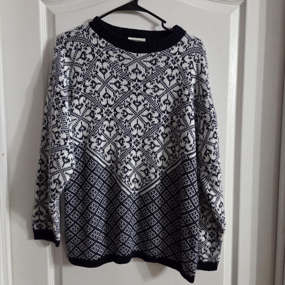 Vintage Separate Issue Navy White Sweater Sz M. D-1174
